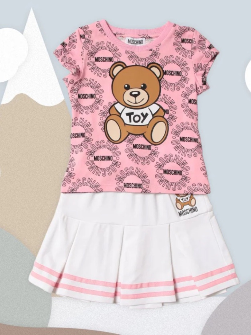 Moschino teen girls kids society toy bear tee & tennis skirt 14A pink white nwt